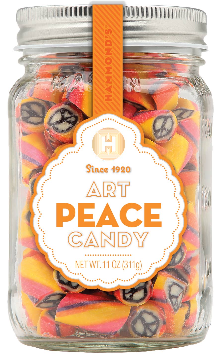Mason Jar Peace Art Candy 11oz